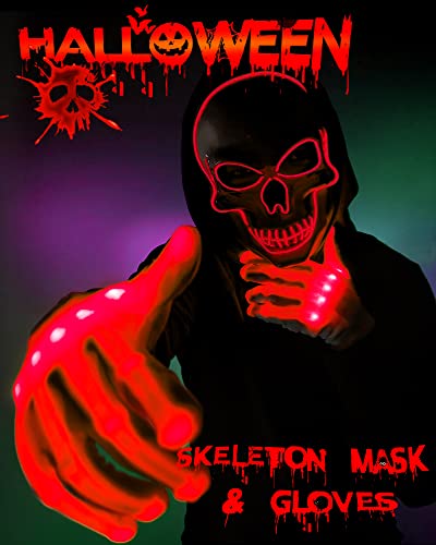 Halloween LED Mask Glow in the Dark Red D49623