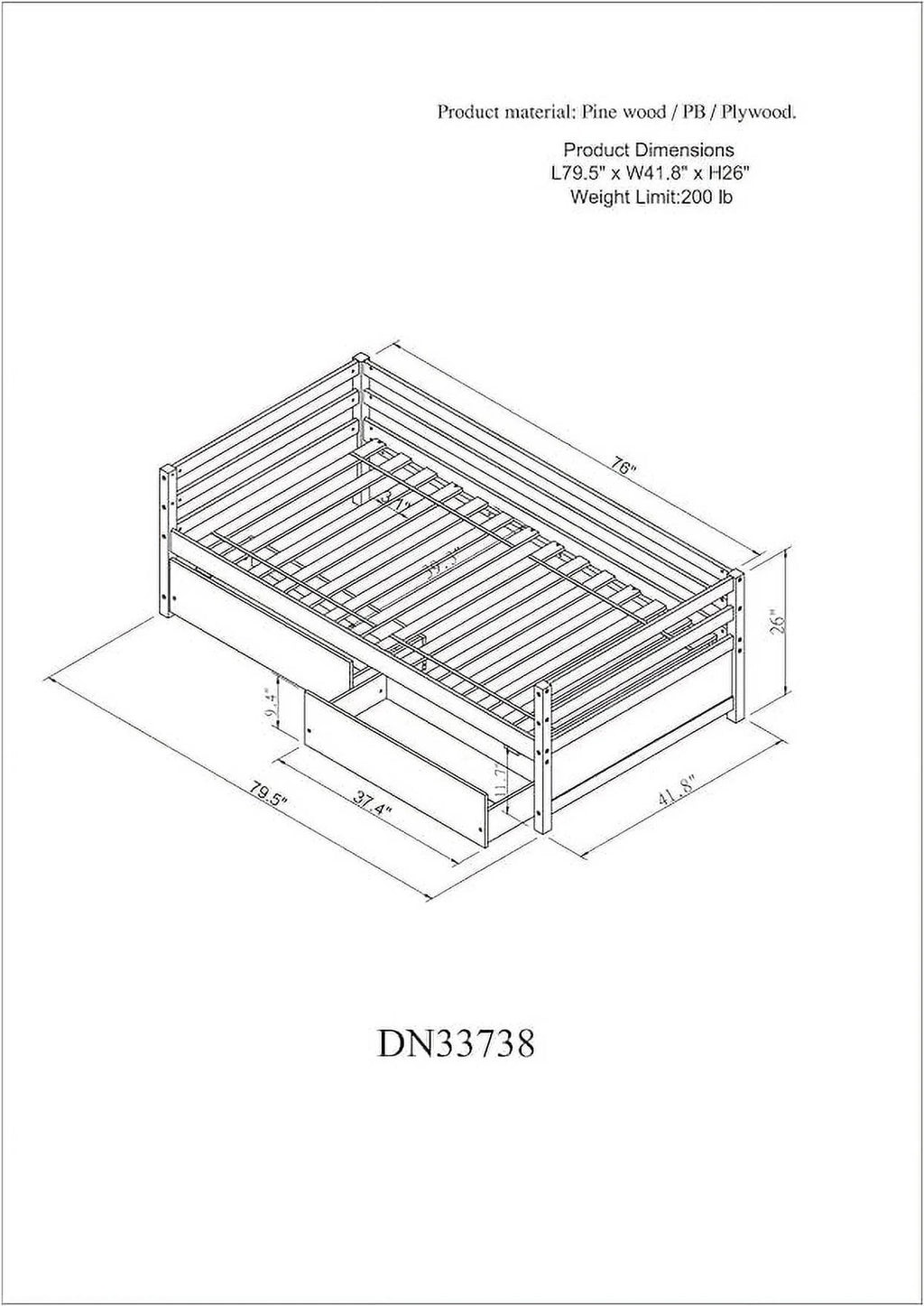 Twin Upholstered Daybed with Storage, Linen Button-Tufted, Double Drawers, Wood Slats, Beige N815672