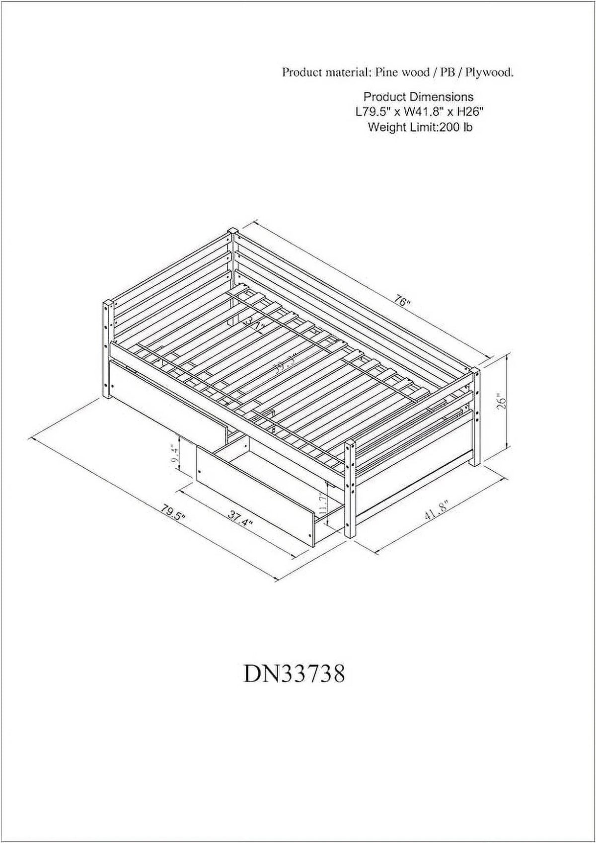 Twin Upholstered Daybed with Storage, Linen Button-Tufted, Double Drawers, Wood Slats, Beige N815672