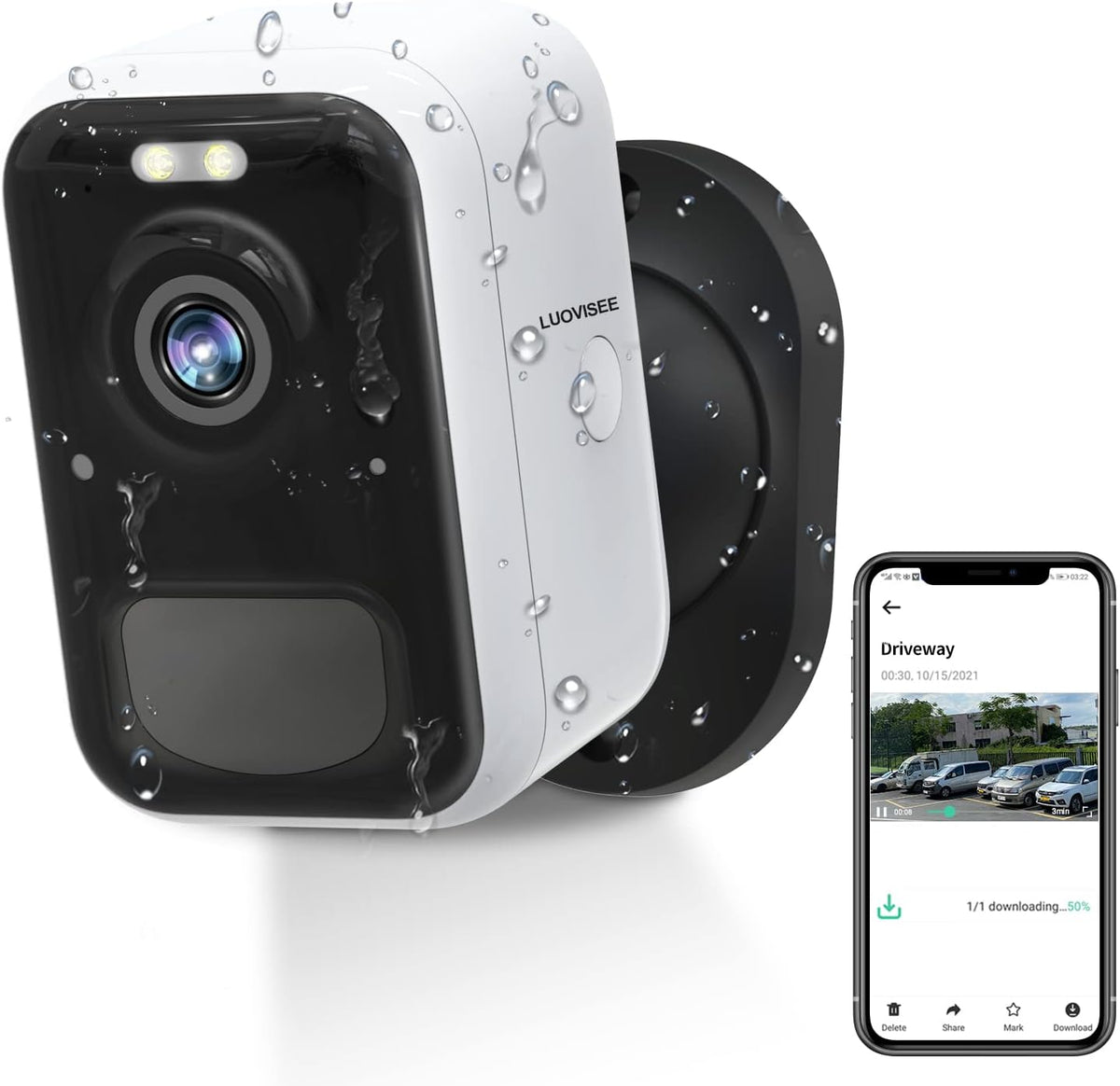 Outdoor Battery Camera Wireless Home Security Surveillance Wi-fi Camera with Night Vision Audio Alert Siren IP66 Waterproof SD Cloud J53649