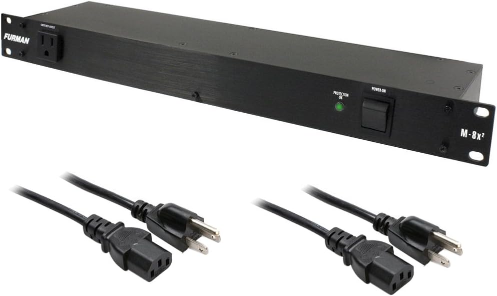 8 Outlet Power Conditioner & Surge Protector with 18 Gauge Electrical Extension Cable Pack of 2 P17841