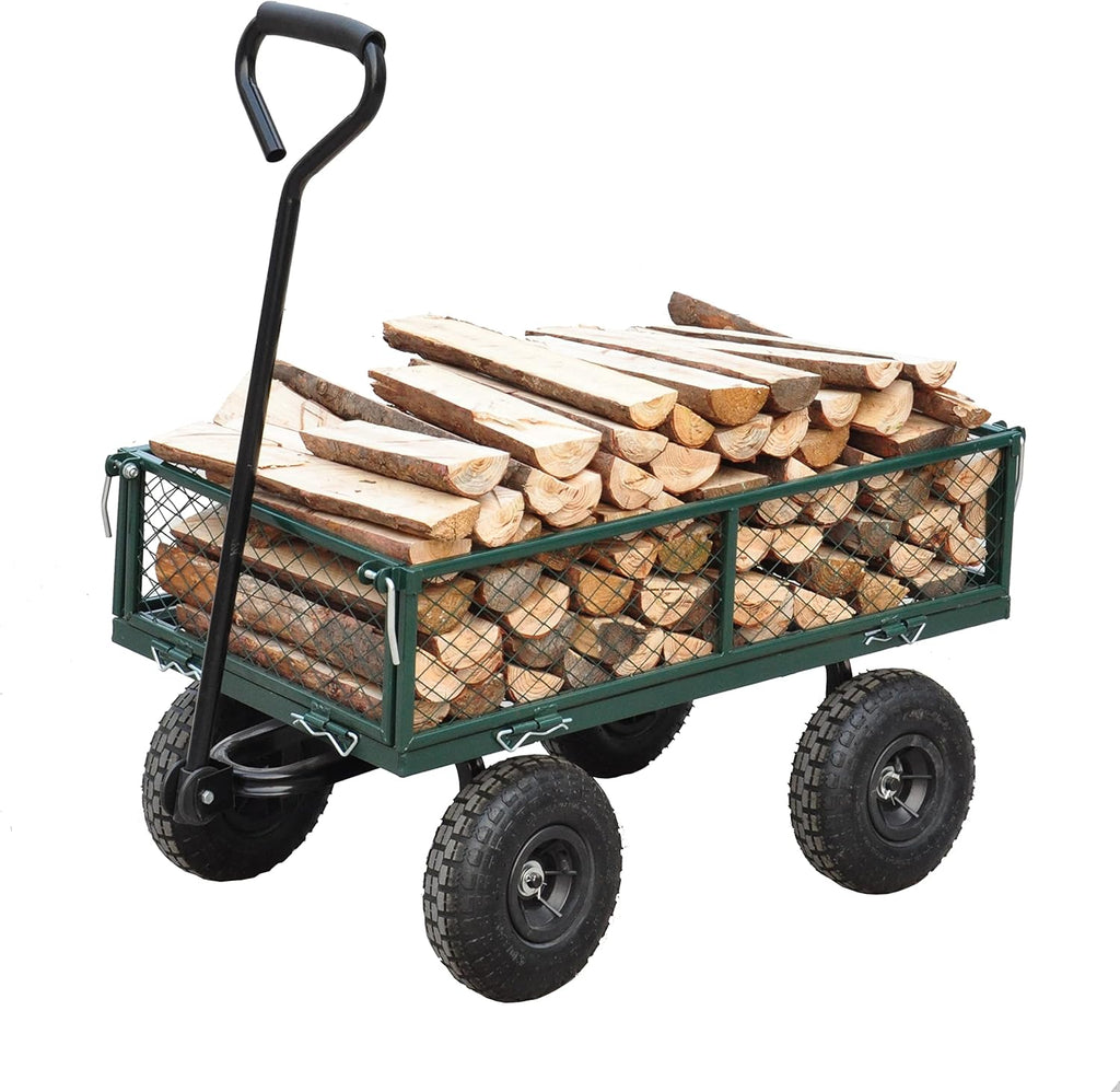Green Heavy Duty Mesh Steel Utility Wagon with Removable Sides H231