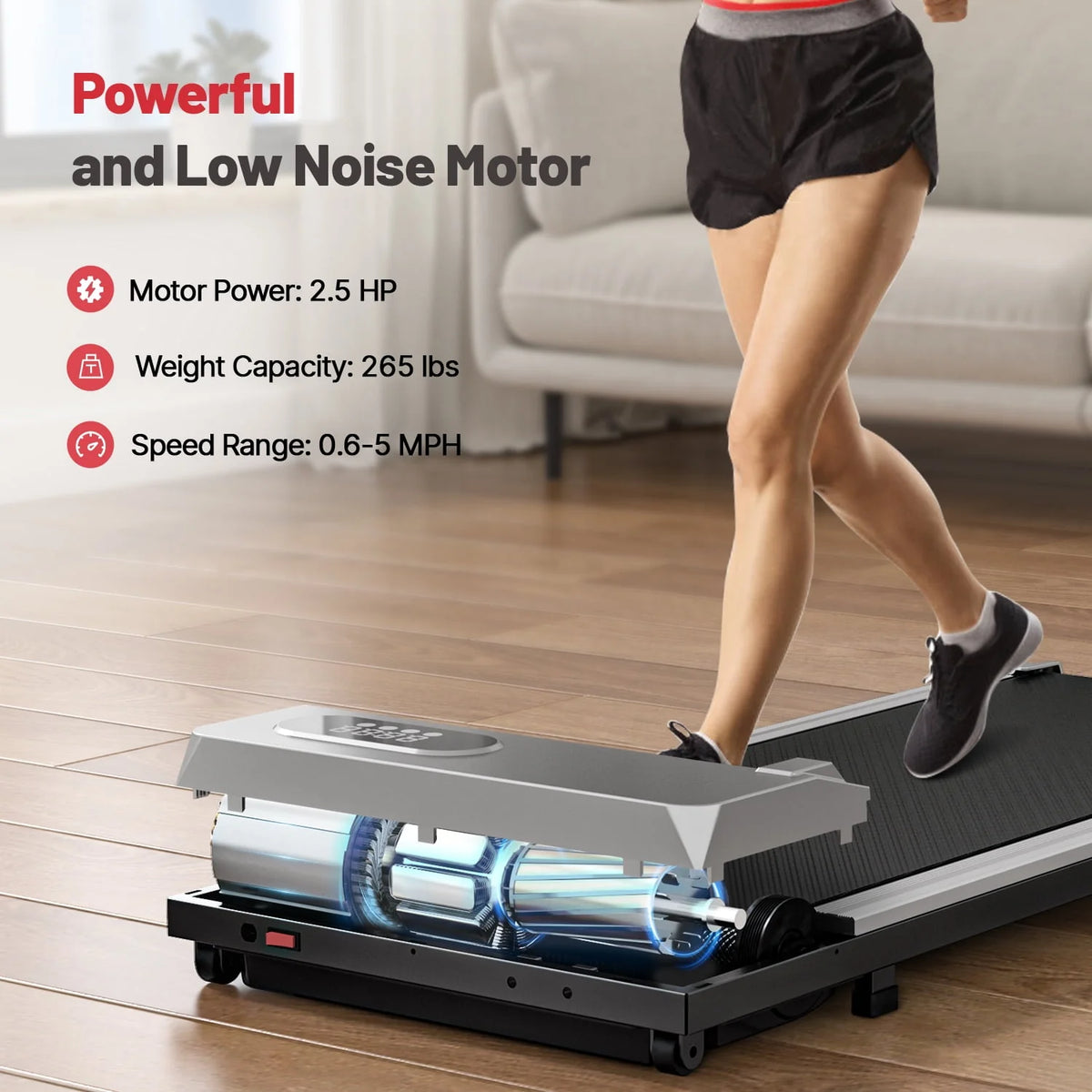 2 in 1 Under Desk Treadmill with Remote Control and LCD Display D534974