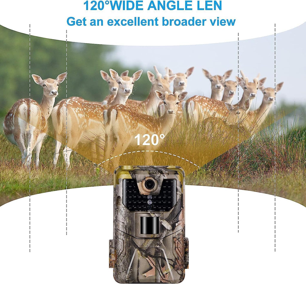 36MP 1520P Night Vision Motion Activated Hunting Camera IP67 Waterproof 120° 65FT 44pcs No Glow LEDs L10958
