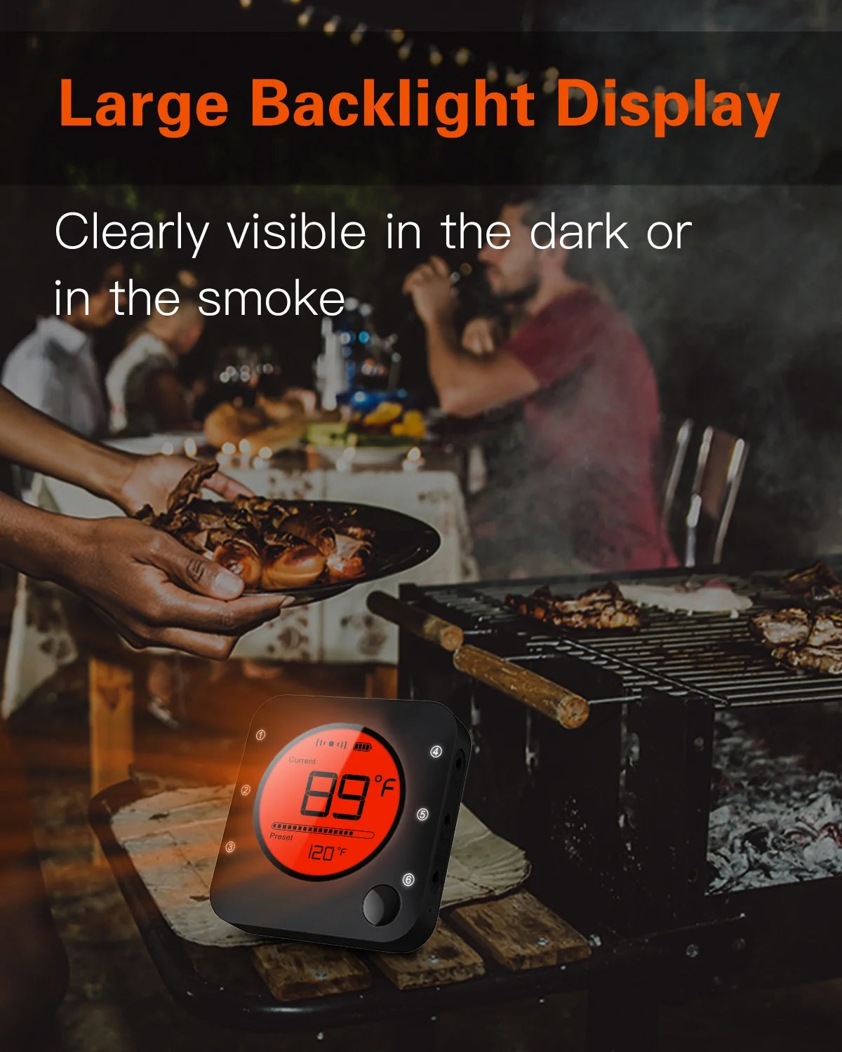 6-Probe Bluetooth Meat Thermometer with LCD Display G336