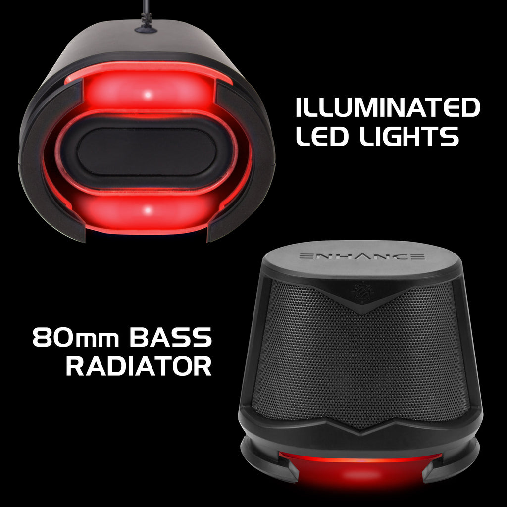 High Excursion Speakers with Red LED Lights, 10W Peak, 3.5mm Wired C40366