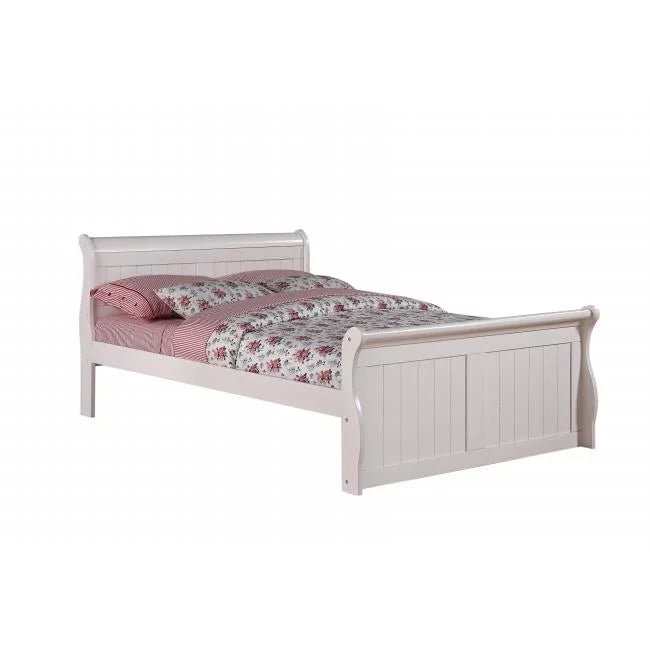 White Sleigh Bed with Slat-Kits H444