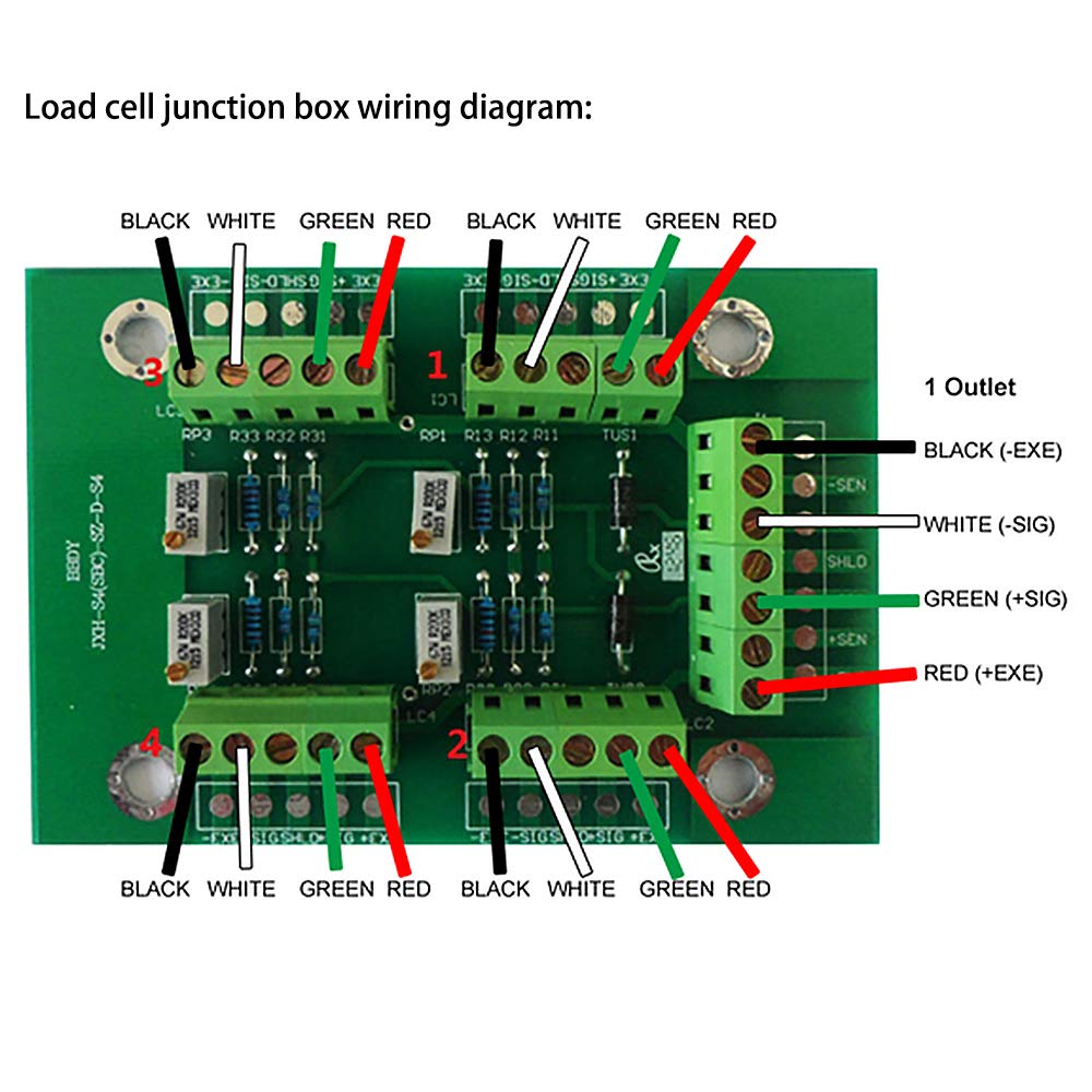 Load Cell Junction Box for Scales, 4 Inlets to 1 Outlet, Aluminum Alloy V892289