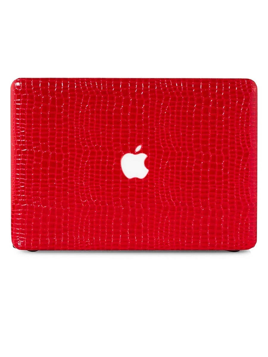 Crimson Crocodile-Embossed MacBook Case I3479