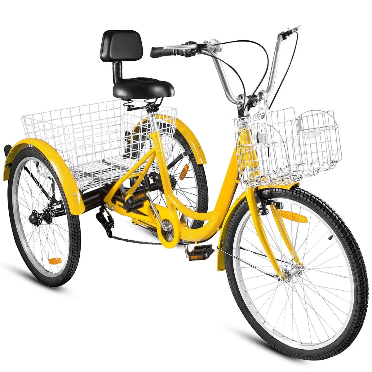 24 Adult Tricycle 7-Speed Three Wheel Bike with Basket Q136