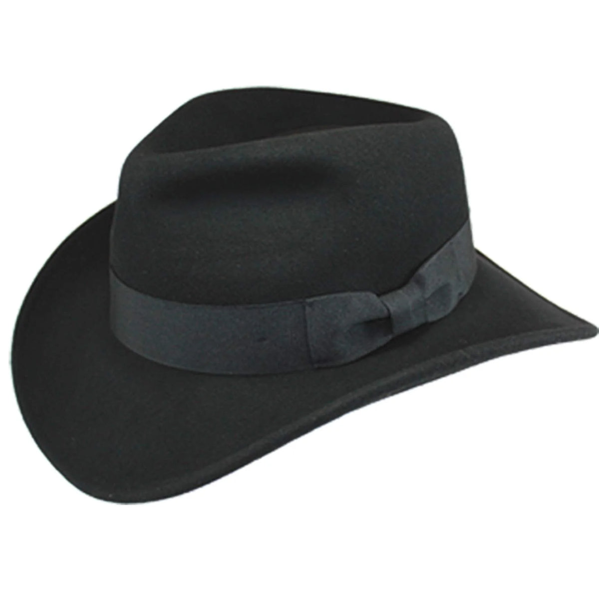 Wool Felt Outback Fedora with Faux Leather Band O92712