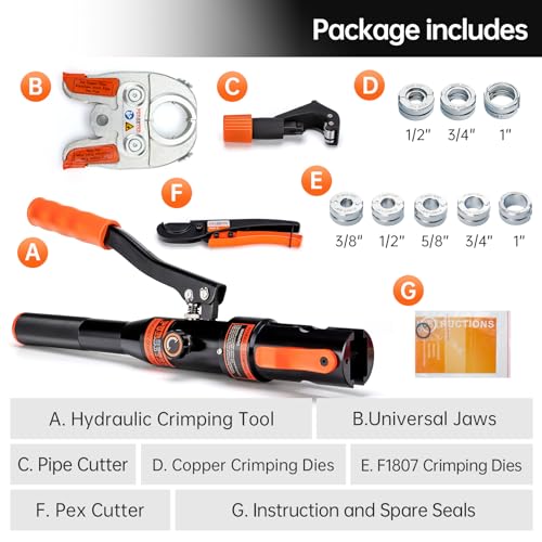 Copper Pipe Crimping Tool with 1/2 inch, 3/4 inch and 1 inch Jaws Z829