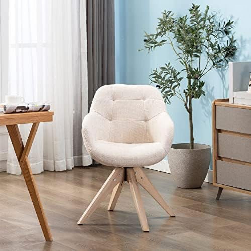 Mid Century Modern Swivel Fabric Accent Chair with Oak Wood Legs B29022