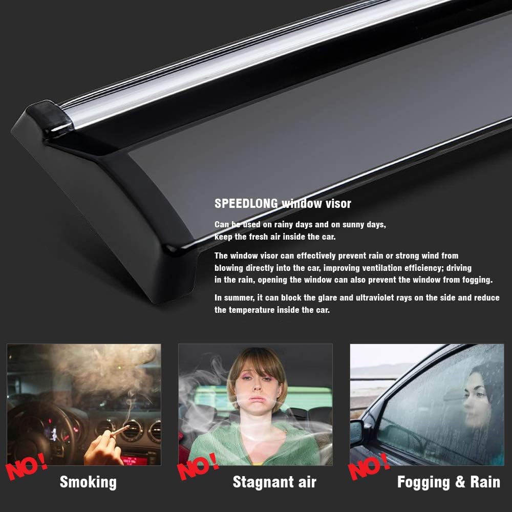 Car Window Visor Vent Shade Deflector Sun/Rain/Fog Guards Pack of 2 A223