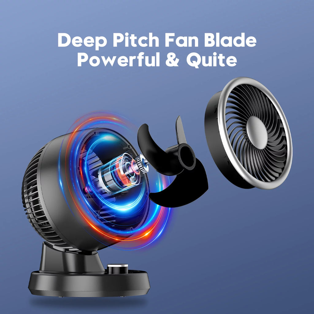 Portable Table Fan with 90° Auto-oscillation, 6 Tilting Head Settings, 3 Speeds Y477