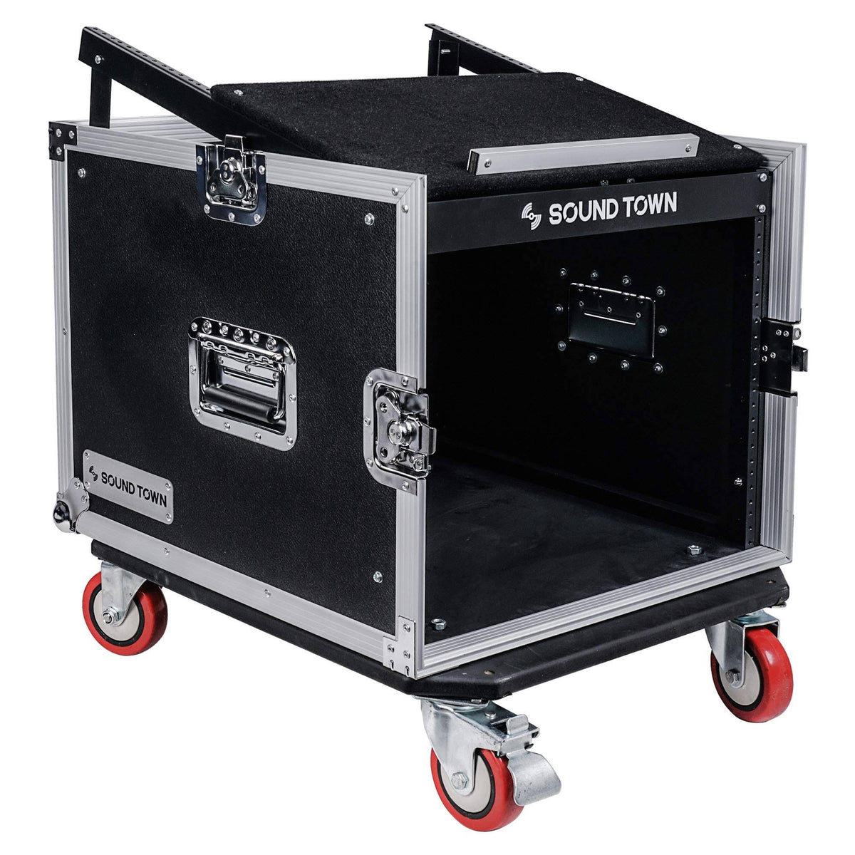 8-Space Pa/dj Rack/Road Case with Slant Mixer Top and Casters B127119