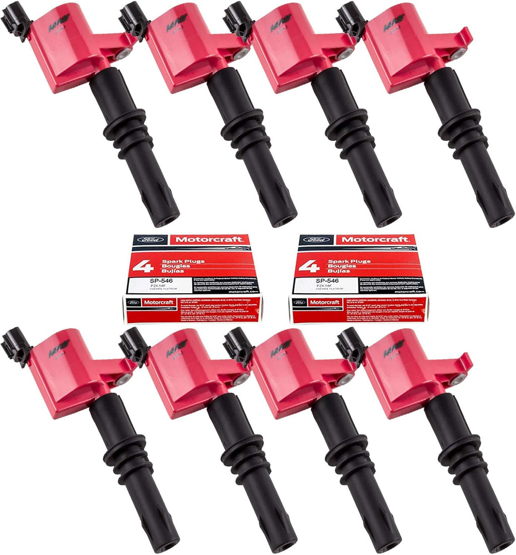 Ignition Coils and Spark Plug Set of 8 for Ford Lincoln Mercury V8 V10 5.4l 6.8l F5935