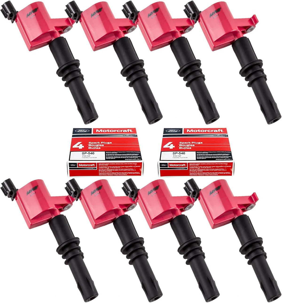 Ignition Coils and Spark Plug Set of 8 for Ford Lincoln Mercury V8 V10 5.4l 6.8l F5935