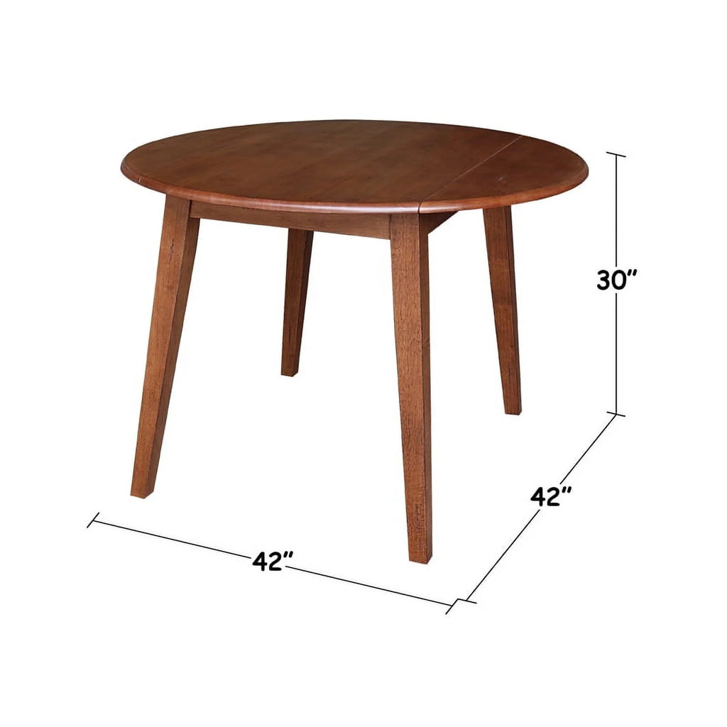 42" Round Solid Wood Dual Drop Leaf Table with 4 Chairs W814