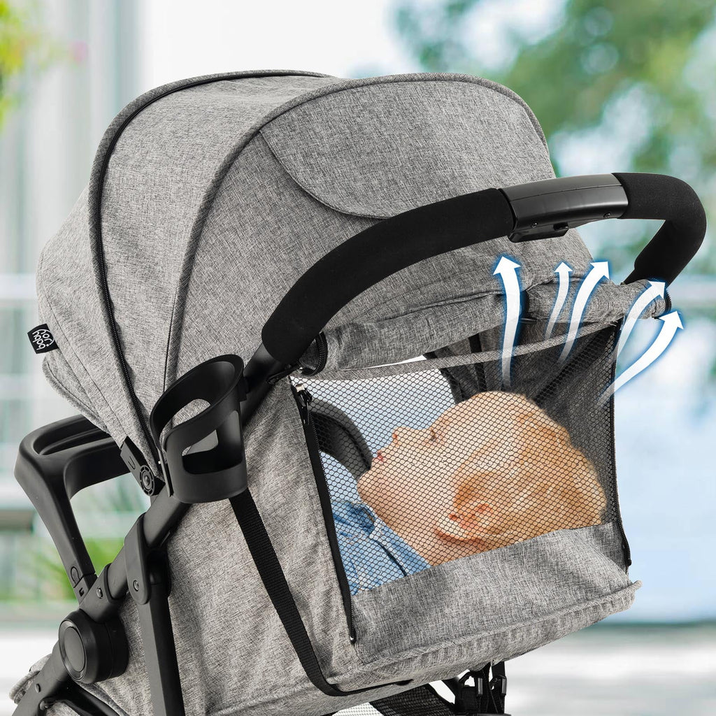 Baby Jogging Stroller Travel System with Adjustable Canopy Grey A748725