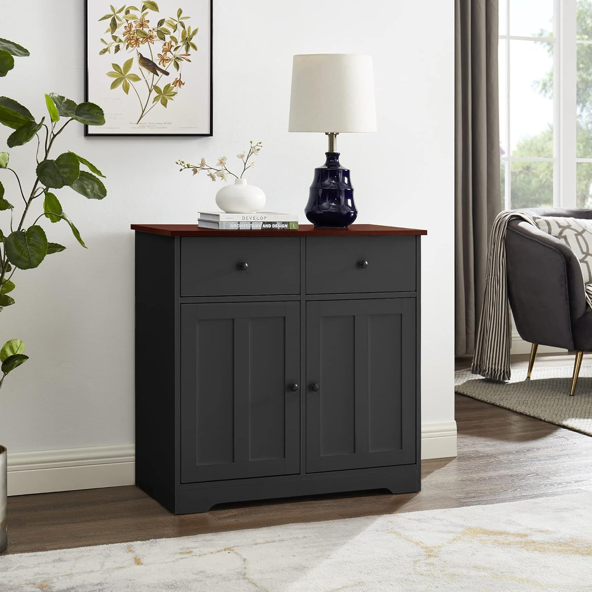Black Sideboard Buffet Storage Cabinet E972591