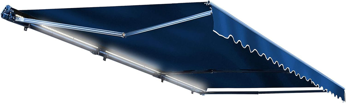 Motorized Retractable Patio Awning, 16x10 Feet, Polyester Canopy, Blue G1624