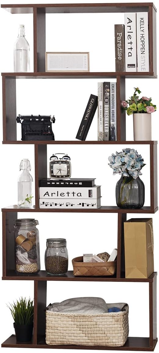 5-Tier White Wooden Bookcase S970