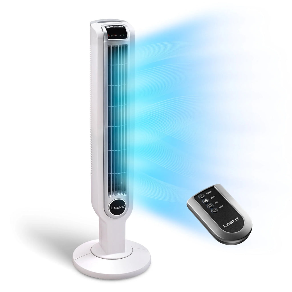 Black 3-Speed Oscillating Tower Fan with Timer and Remote H67232