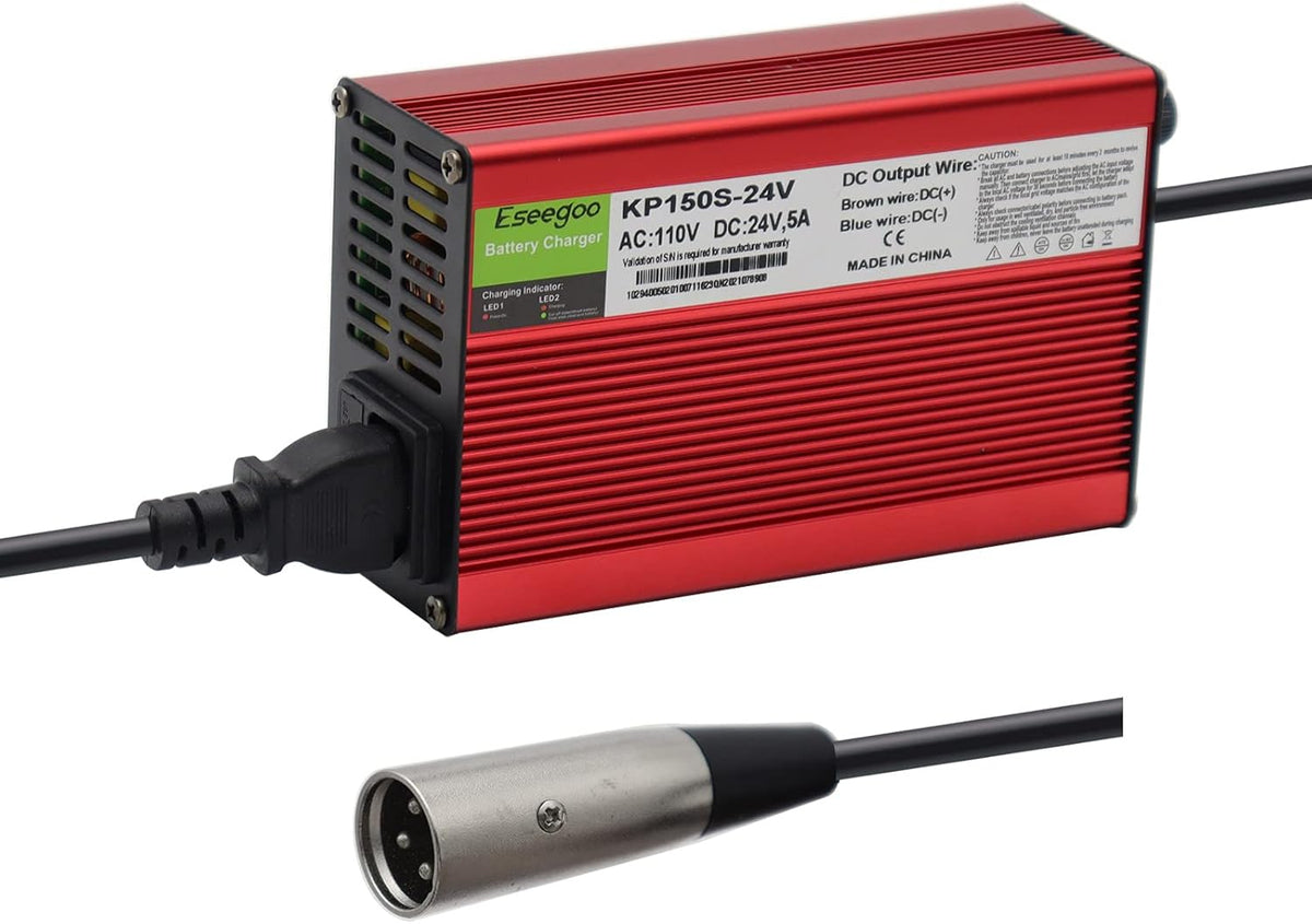 24V 5A Battery Charger with 3-Pin XLR Connector Pack of 2 B400765