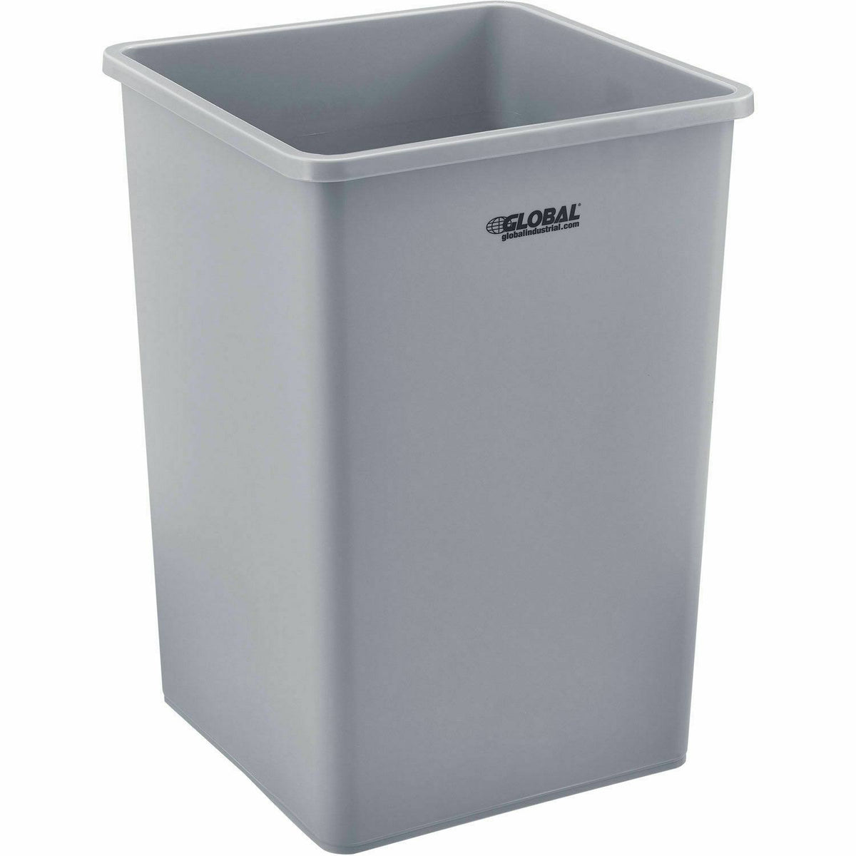 Square Plastic Garbage Can, Gray, 35 Gallon B1209