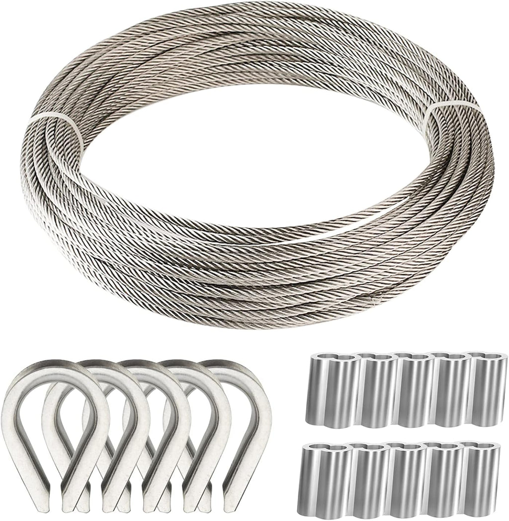 T316 Stainless Steel Wire Rope Cable 1/8 7x7 100Feet U125568