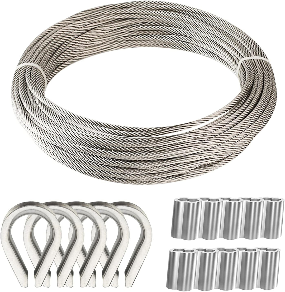 T316 Stainless Steel Wire Rope Cable 1/8 7x7 100Feet U125568