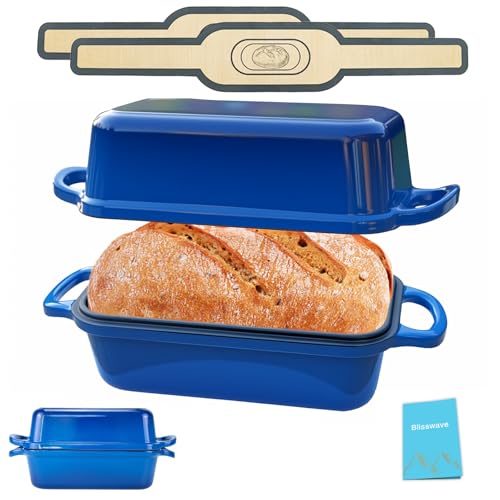 Cast Iron Bread Pan with Lid 9"X5", Set of 2 (Black) L44086