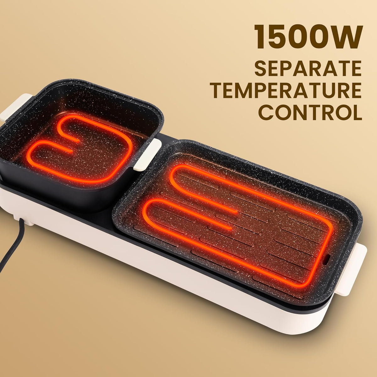 2 in 1 Electric Hot Pot with Grill, Non-Stick Removable Plate O3586