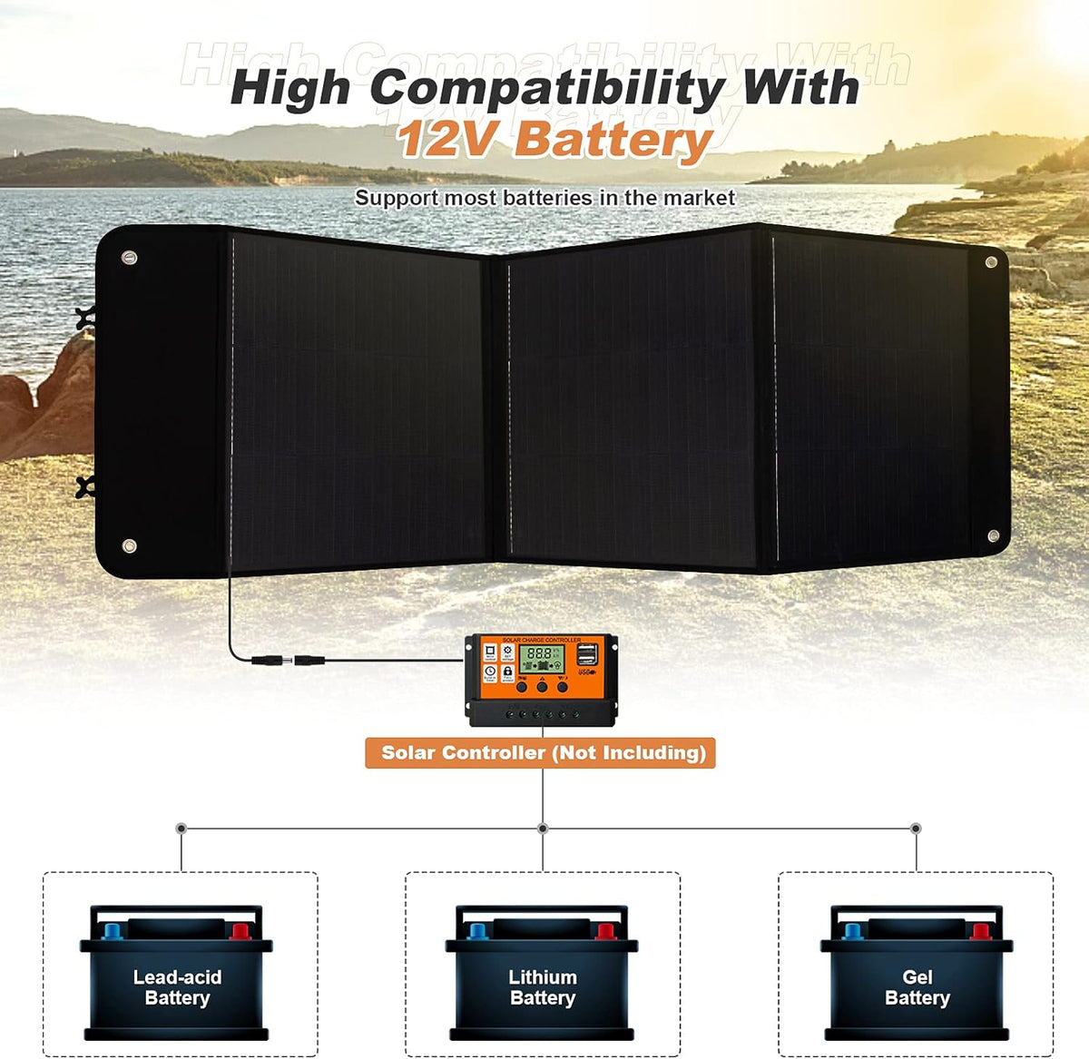 120W Monocrystalline Foldable Solar Panel with USB H17341