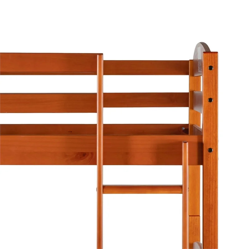Twin-over-Twin Solid Wood Bunk Bed Frame in Amber H165722
