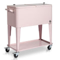 80 Quart Rolling Ice Chest on Wheels Drink Cooler Cart with Shelf H738235
