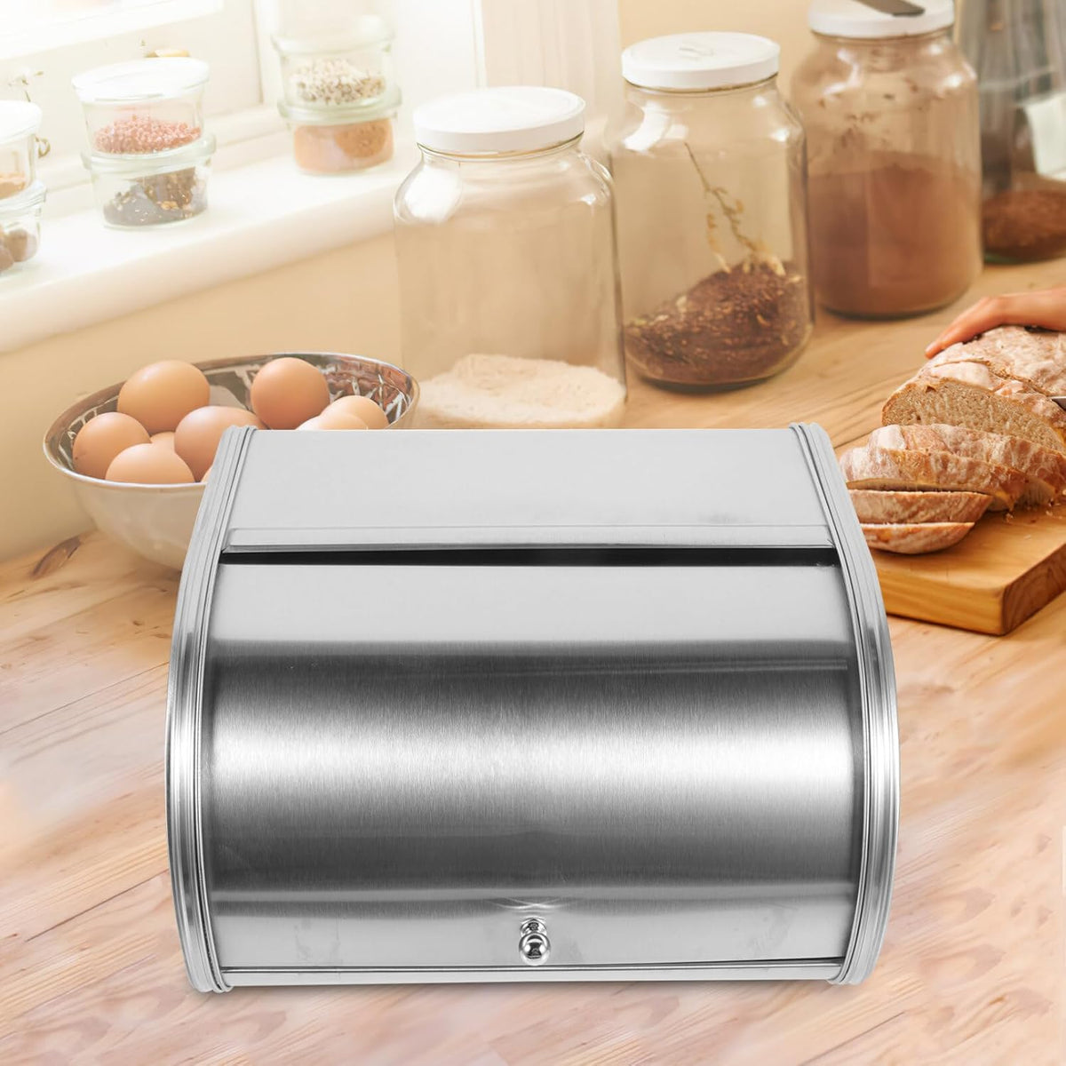 Stainless Steel Bread Storage Container Box with Cover Q39899