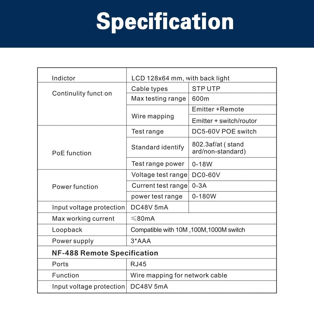 RJ45 POE Ethernet Tester Y3217