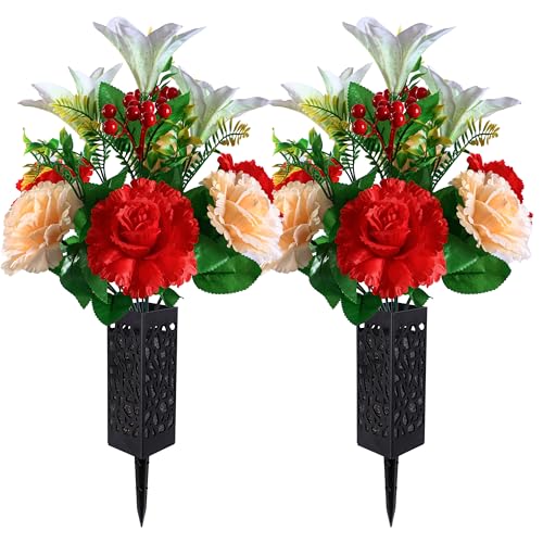 Red+White Lily Artificial Silk Rose and Lily Saddle M202121