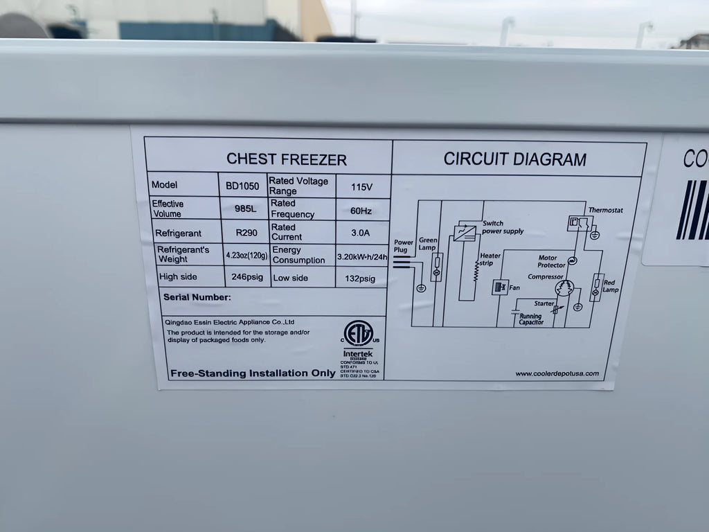 35 cu ft Double Door Chest Freezer P62173