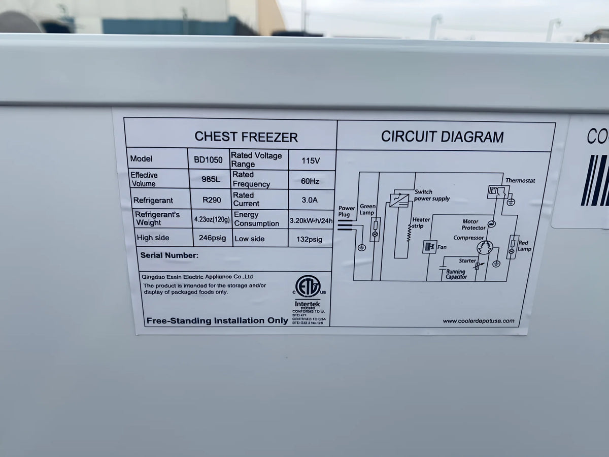 35 cu ft Double Door Chest Freezer P62173