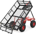 880 lb 10-inch tire steel garden cart with 4-side removable mesh and 180° swivel handle Z6294