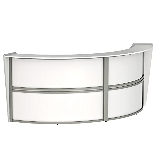 Curved Modern Office Desk, 124" x 49", Mocha X66502