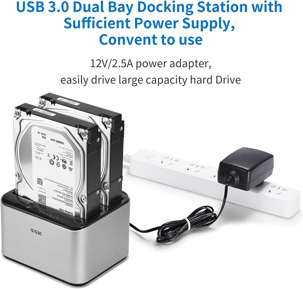Aluminum USB 3.0 to SATA Dual Bay Hard Drive Docking Station S8284