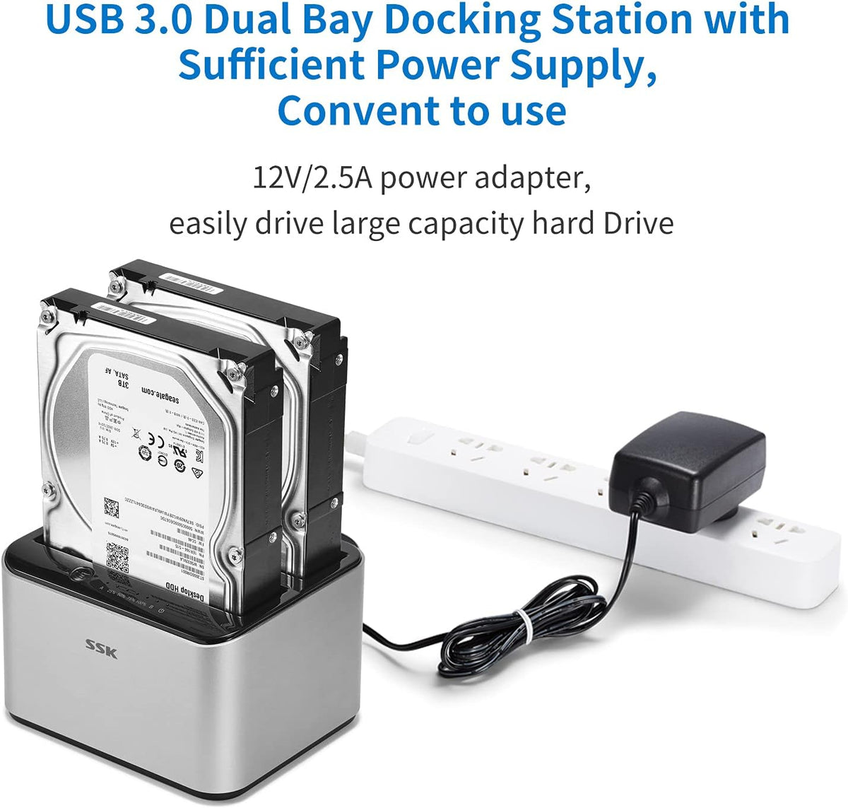Aluminum USB 3.0 to SATA Dual Bay Hard Drive Docking Station S8284