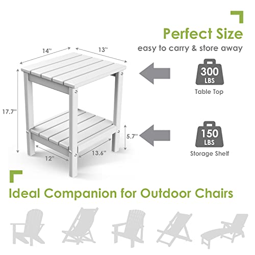 Dark Brown HDPE Plastic Outdoor Side Table with Storage Shelf B905693