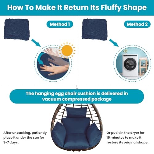 Grey Hanging Egg Chair Cushion with Pillow A8510