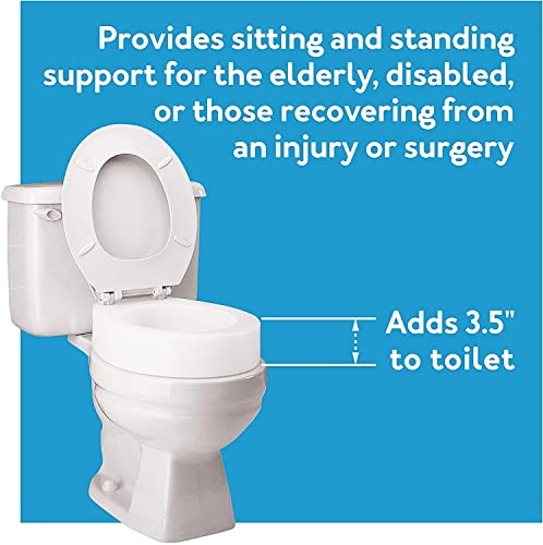 Toilet Seat Riser, Elongated Raised Toilet Seat, 3.5 inches, 300 Pound Weight Capacity W652547