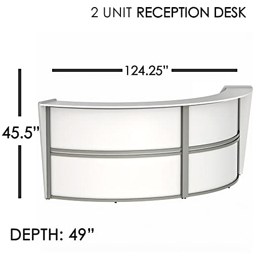 Curved Modern Office Desk, 124" x 49", Mocha X66502